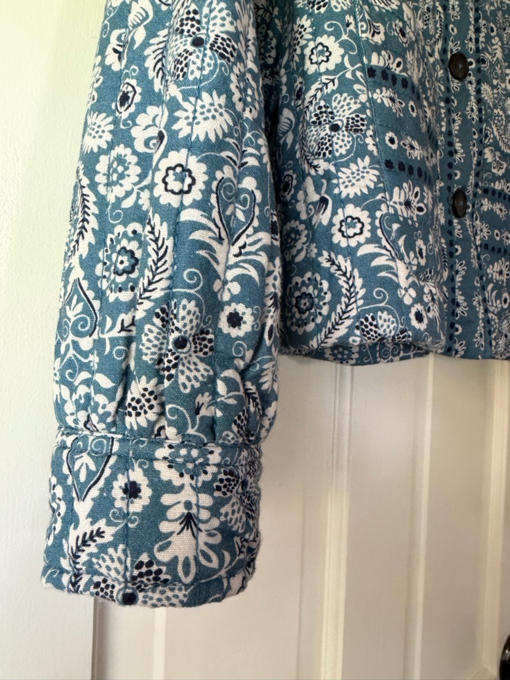Boden Blue-White Quilted Paisley Jacket - Picture 4 of 7